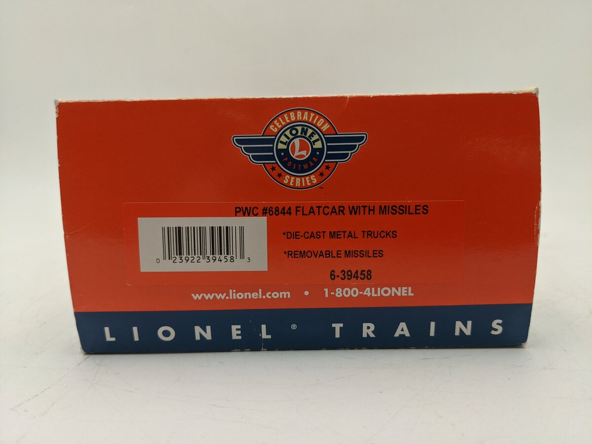 Lionel 6-39458 O Gauge PWC Red Flatcar #6844 with 6 Missiles EX/Box