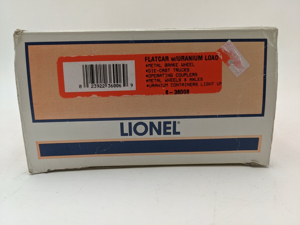 Lionel 6-36006 O Gauge AEC Flatcar #6805 with Uranium Load EX/Box