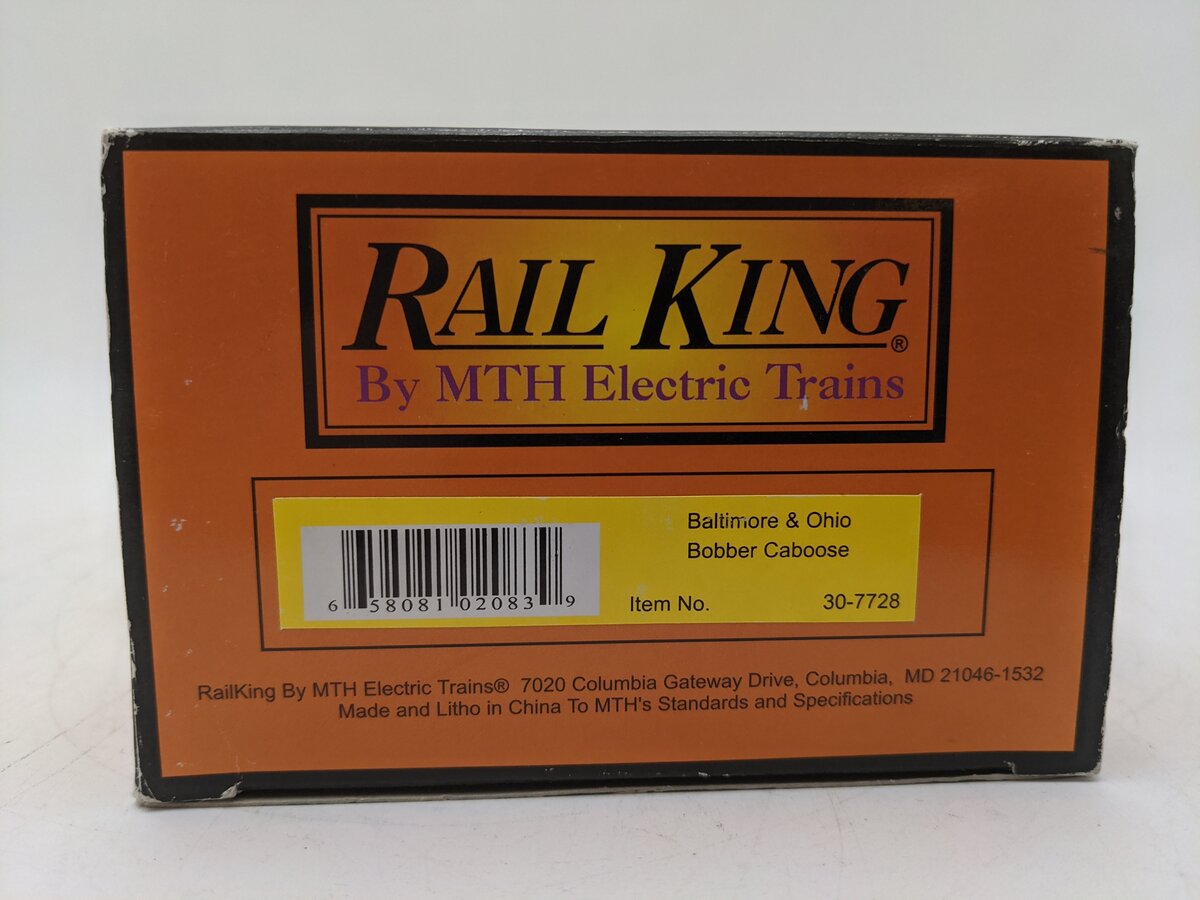 MTH 30-7728 O Gauge Baltimore & Ohio Bobber Caboose EX/Box