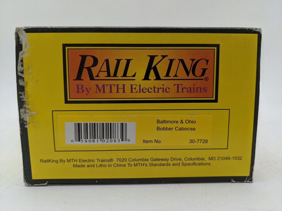 MTH 30-7728 O Gauge Baltimore & Ohio Bobber Caboose EX/Box