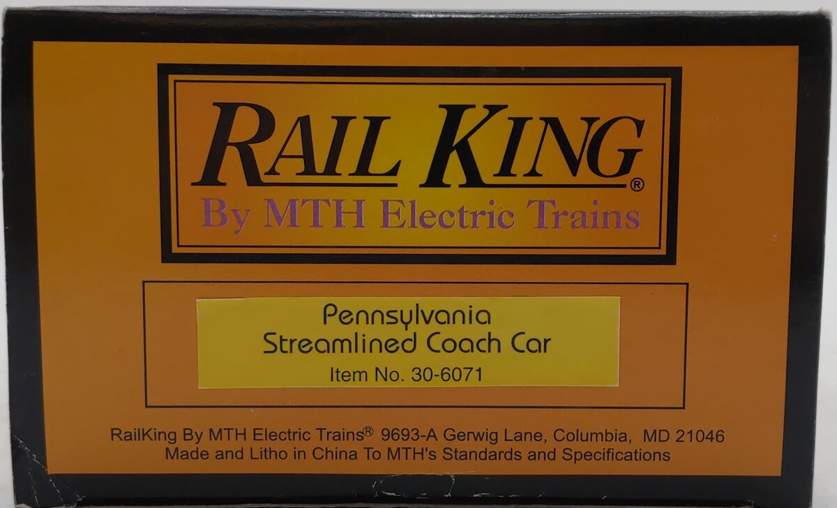 MTH 30-6071 O Gauge Pennsylvania Streamlined Coach Passenger Car #4005 LN/Box