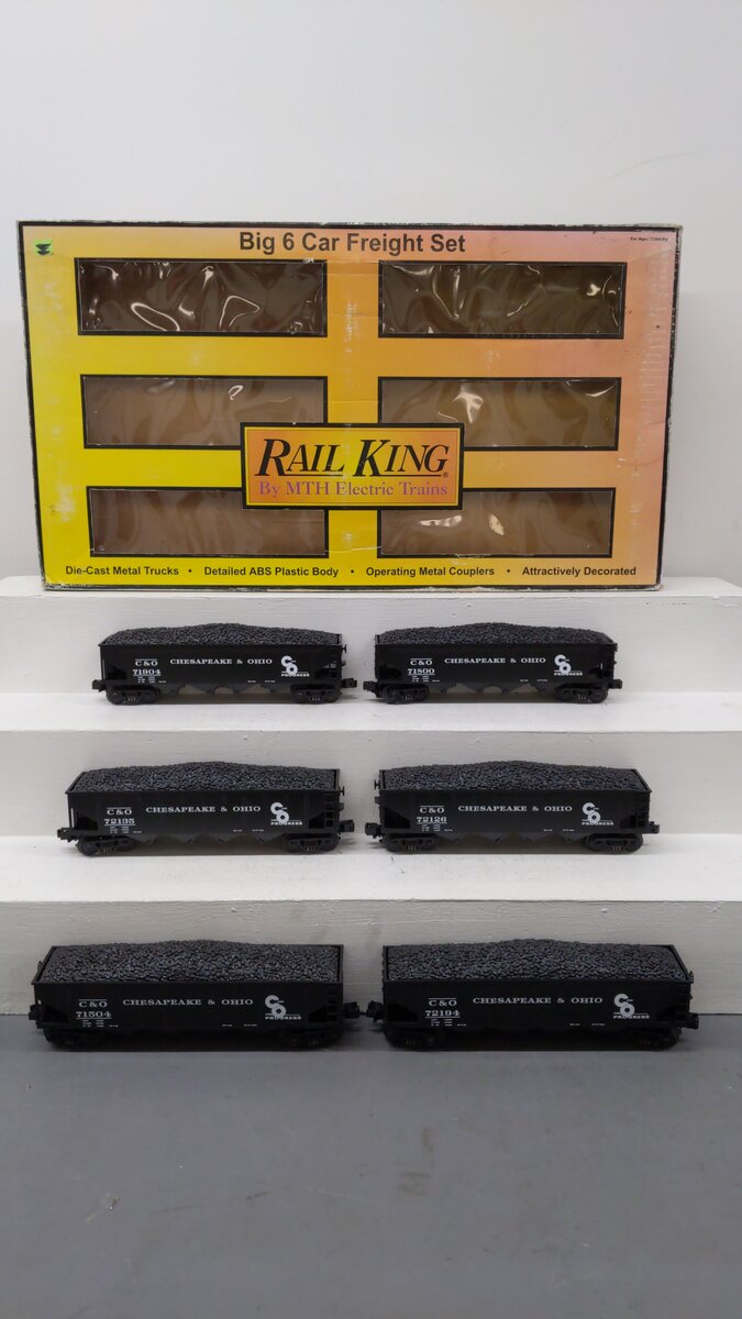 MTH 30-7520 O Chesapeake & Ohio Quad Hopper 6-Car Set EX/Box
