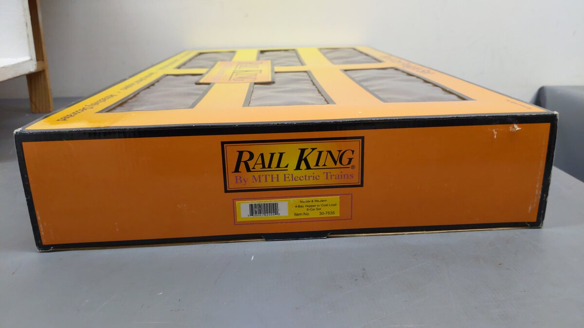 MTH 30-7535 O Gauge Norfolk & Western 4-Bay Hoppers w/Coal Loads 6-Car Set #1 EX/Box