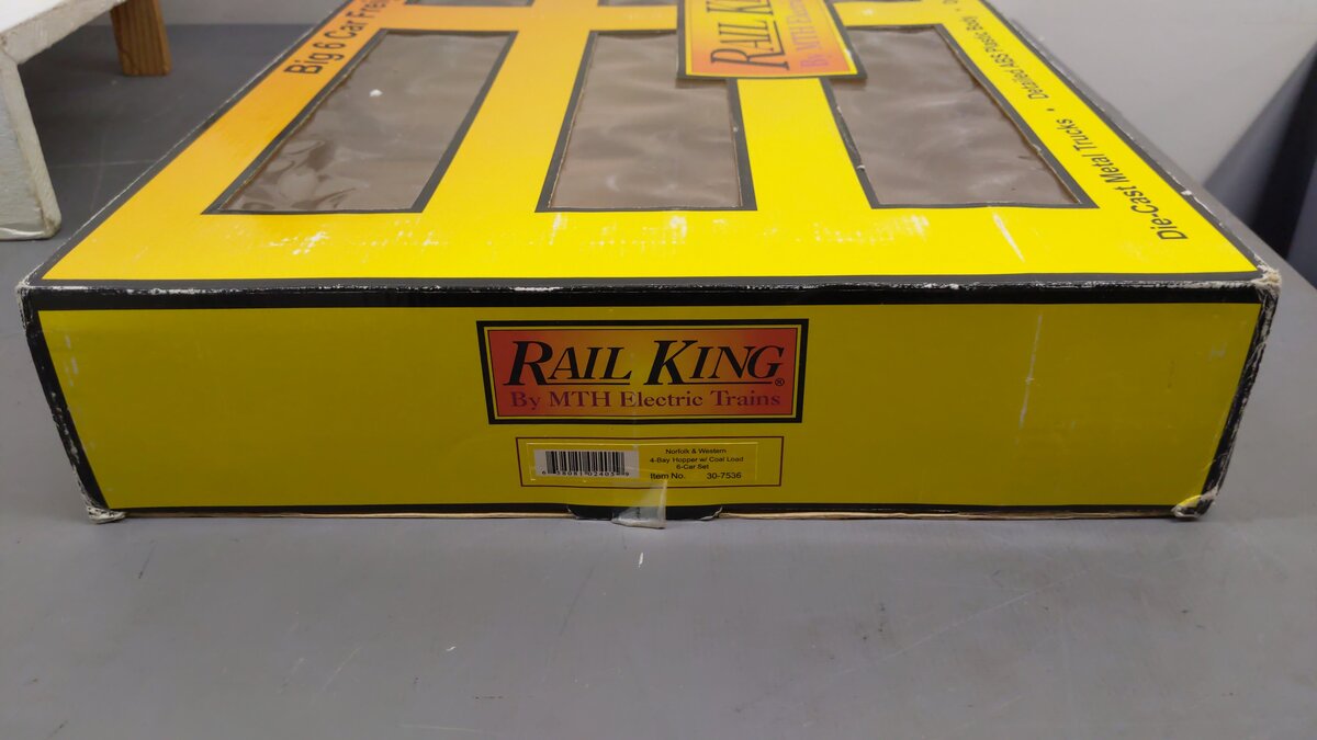 MTH 30-7536 O Gauge Norfolk & Western 4-Bay Hopper with Coal Load 6-Car Set #2 EX/Box