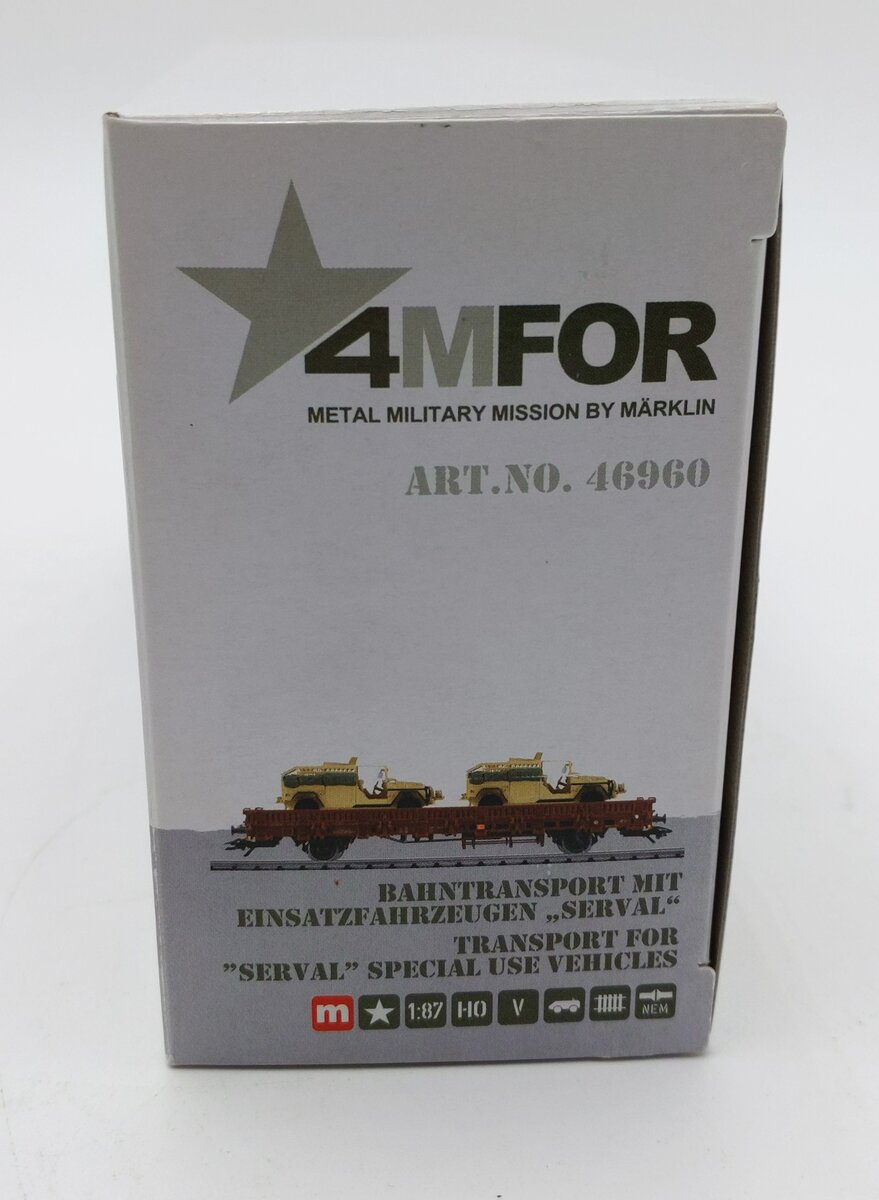 Marklin 46960 HO Scale Flatcar with Two Vehicles LN/Box