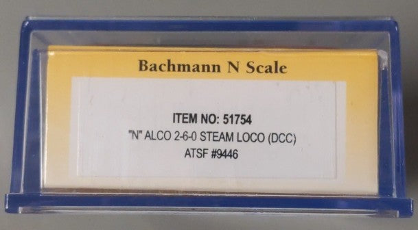 Bachmann 51754 N Santa Fe Alco 2-6-0 Steam Locomotive & Tender w/DCC #9446 EX/Box