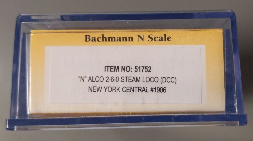 Bachmann 51752 N New York Central Alco 2-6-0 Steam Loco & Tender w/DCC #1906 LN/Box