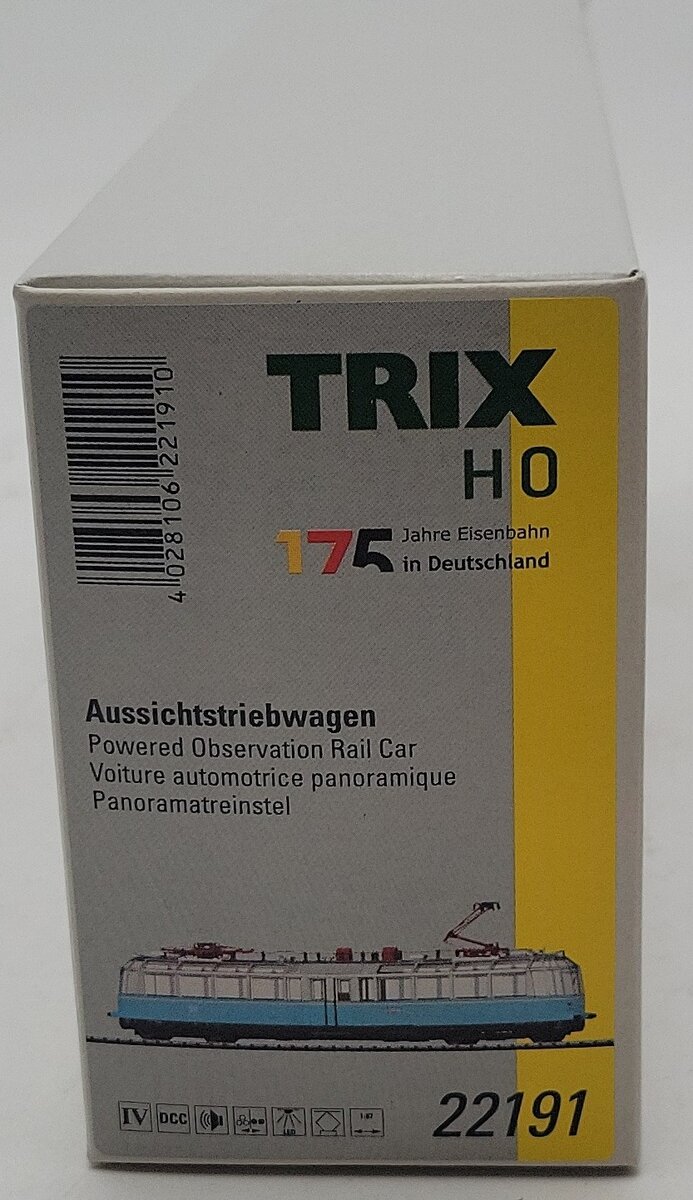 Trix 22191 HO DB Electric Class Powered Observation Car #491 001-4 LN/Box