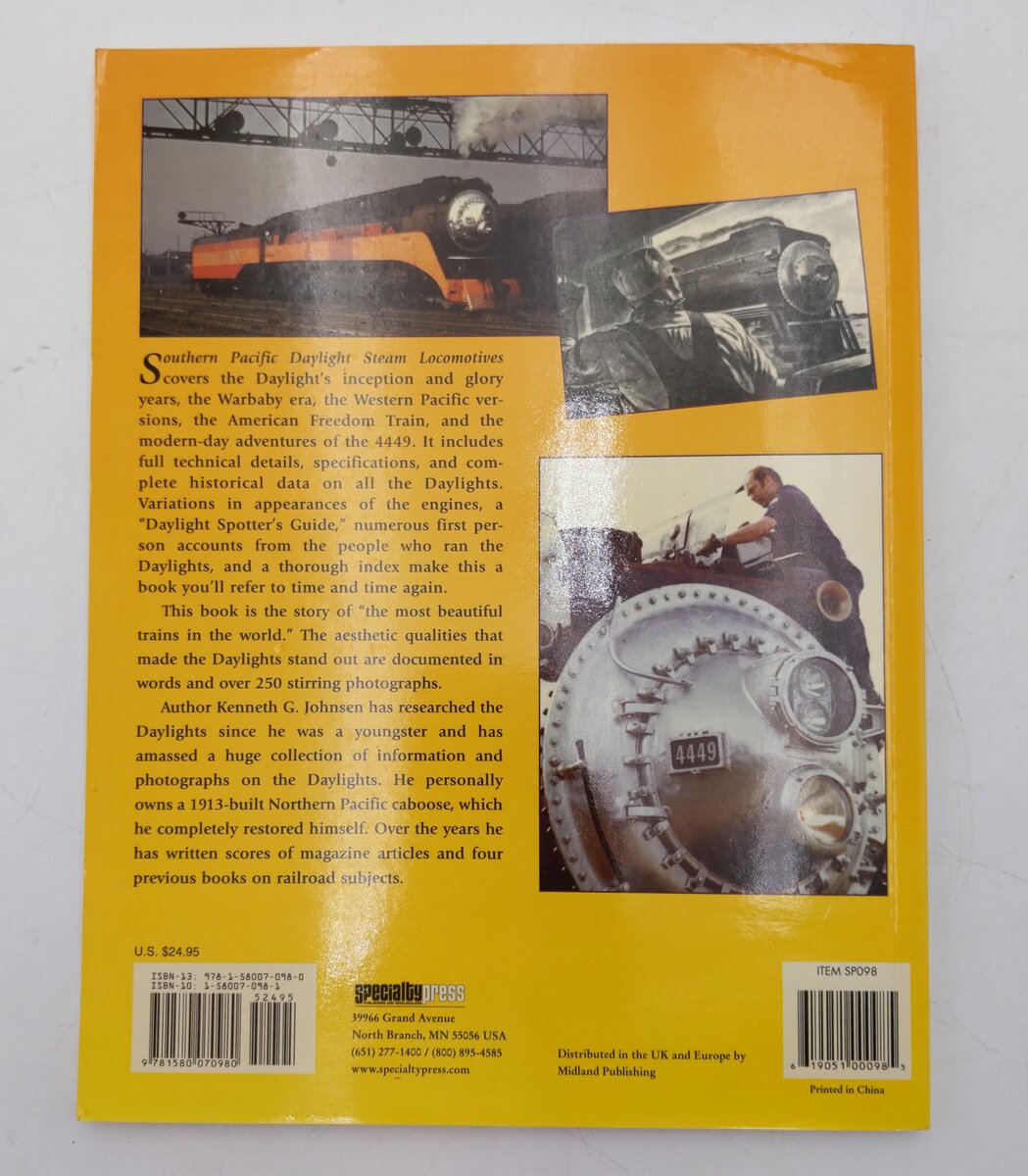 Southern Pacific Daylight Steam Locomotives Paperback Book By Kenneth G Johnsen EX