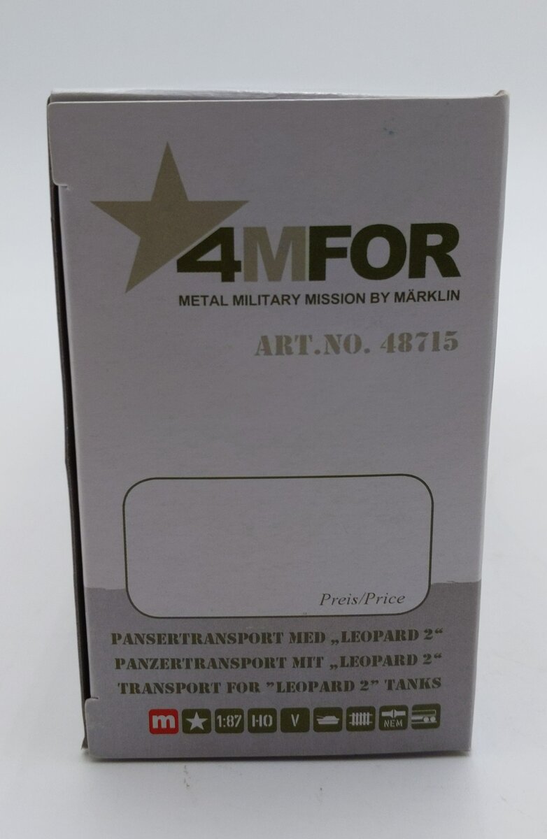 Marklin 48715 HO Scale Danish Army FlatCar Transport for Leopard LN/Box