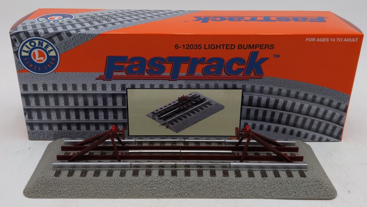 Lionel 6-12035 O Gauge FasTrack Lighted Bumpers (Pack of 2) EX/Box