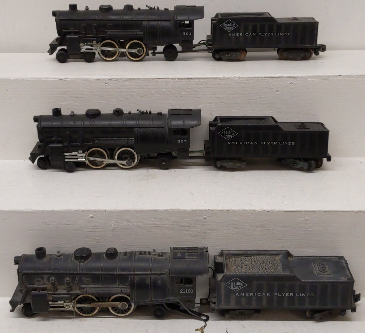 American Flyer Vintage S Gauge Steam Locomotives W/ Tenders- 303, 307, 21160 [3]