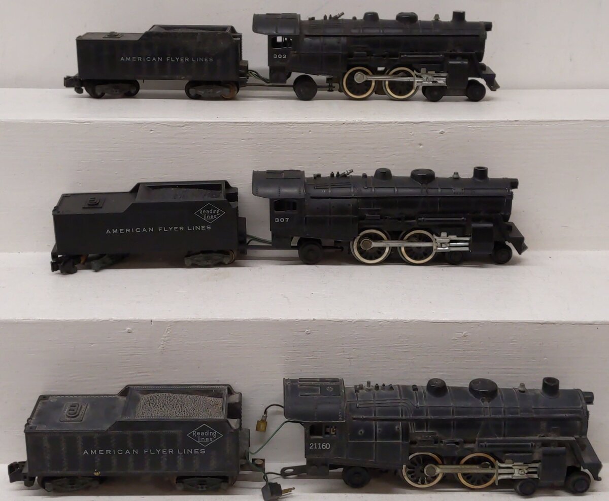 American Flyer Vintage S Gauge Steam Locomotives W/ Tenders- 303, 307, 21160 [3]