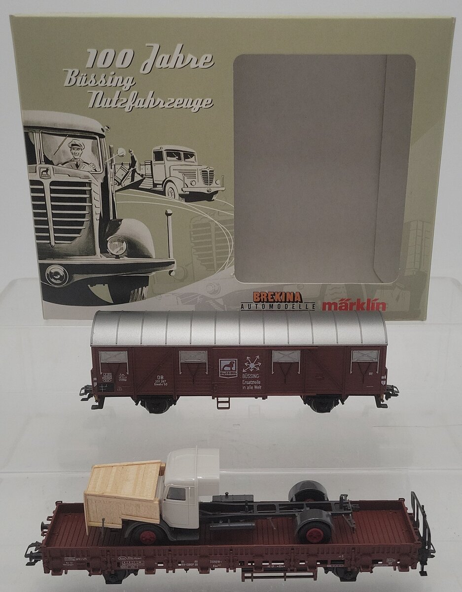 Marklin 90390 HO Scale 100 Jahre Bussing Nutzfahrzeuge Freight Cars (Set of 2) LN/Box