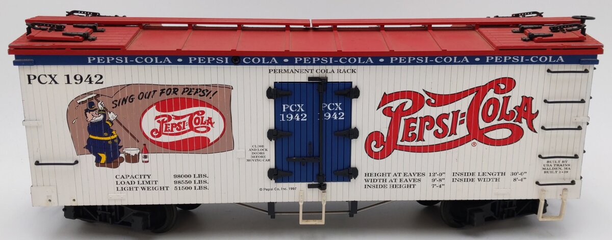 USA Trains 16126 G Scale Pepsi-Cola "Sing it out for Pepsi" Reefer #1942 VG