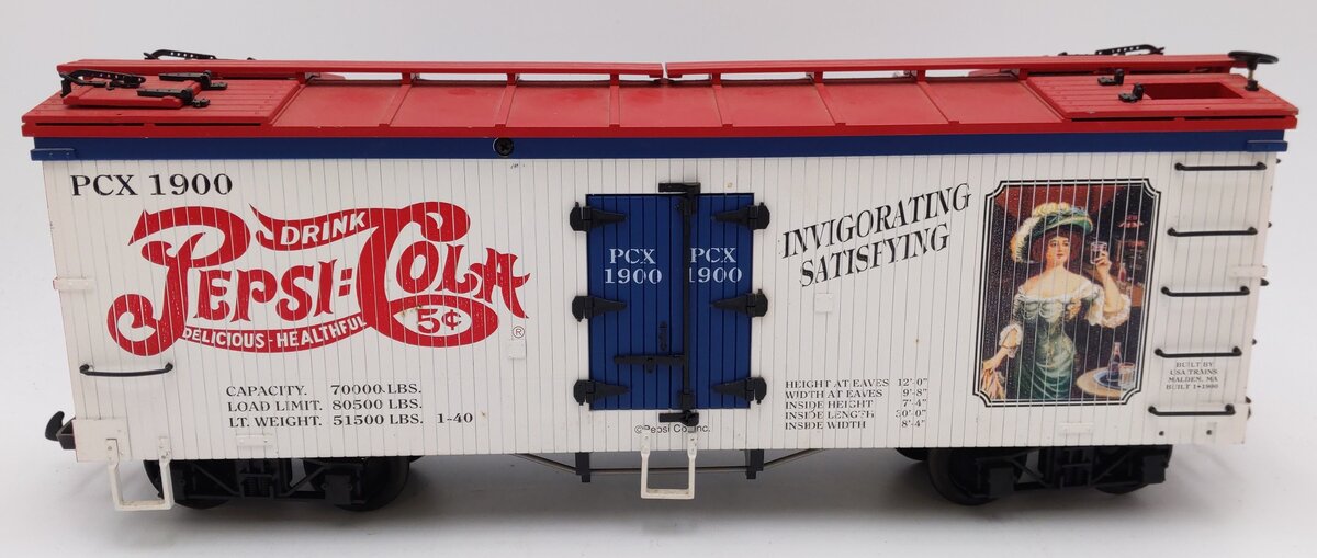 USA Trains 16121 G Scale Pepsi-Cola "Invigorating Satisfying" Reefer Car #1900