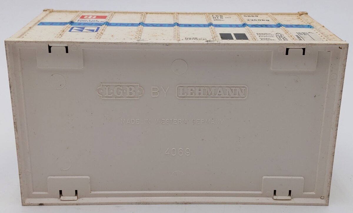 LGB 4003 G Scale Flatcar w/4069 Vereins-Und Westbank Hamburg Container VG