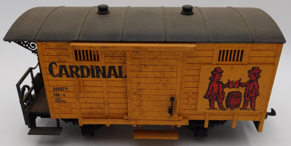 LGB 2897 G Scale Train Yellow Cardinal Beer Bier Reefer Refigerator Car #2897 EX