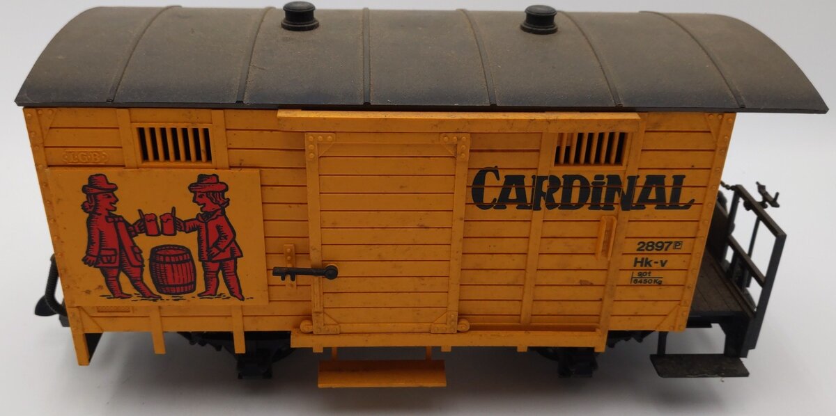 LGB 2897 G Scale Train Yellow Cardinal Beer Bier Reefer Refigerator Car #2897 EX