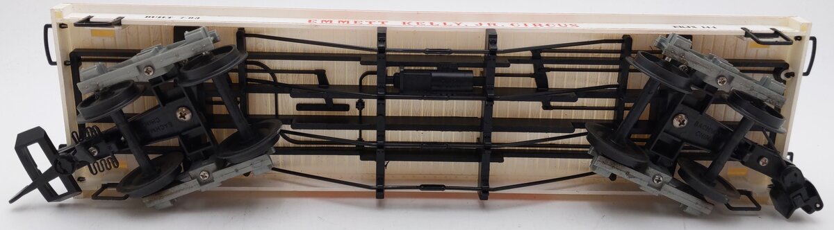 Bachmann 98372 G Emmett Kelley, JR. Circus Flatcar w/2 Animal Cages White & Red VG