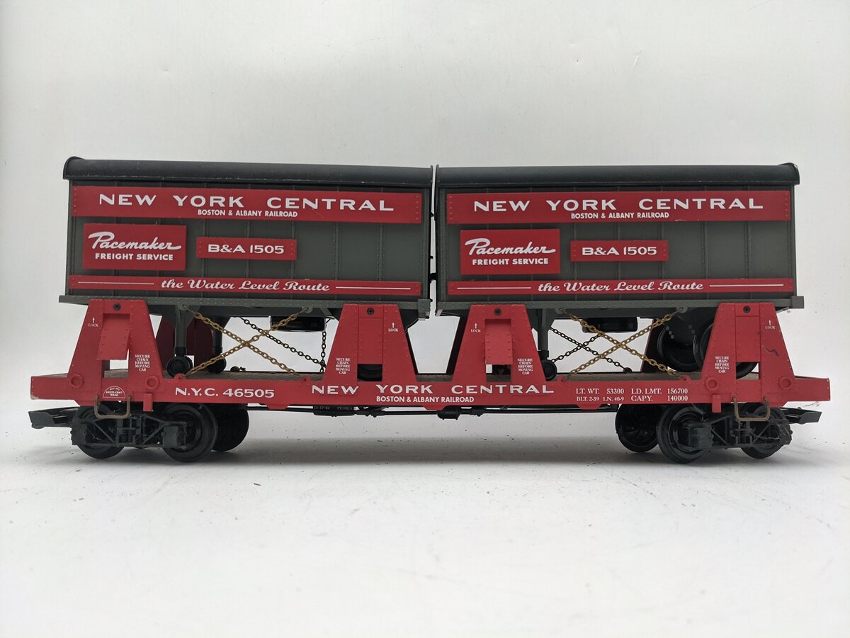 Aristo-Craft 46505 G Scale NYC Piggyback Flatcar w/ Trailers EX