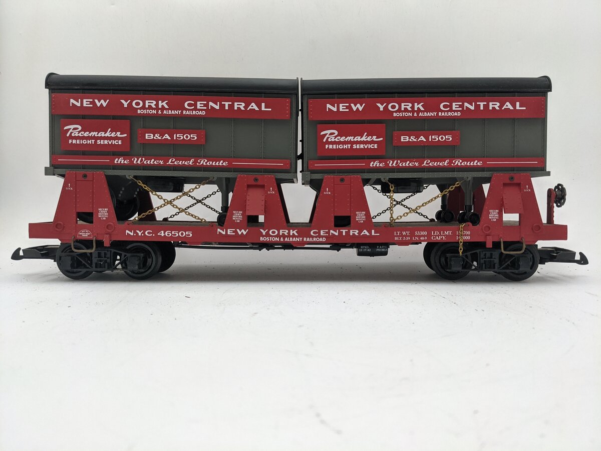 Aristo-Craft 46505 G Scale NYC Piggyback Flatcar w/ Trailers EX