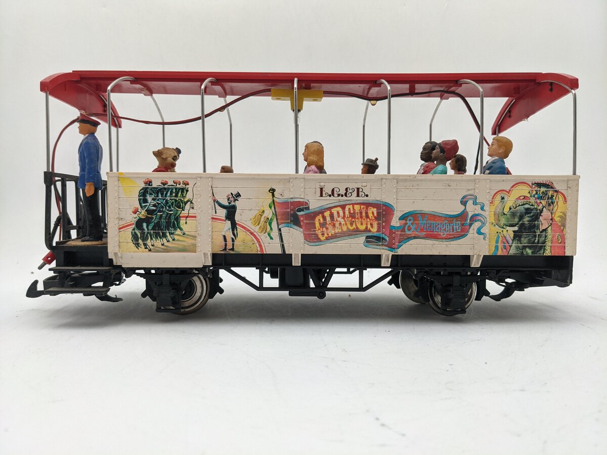 LGB 3125 G Gauge Open Air Circus Passenger Car (Metal Wheels) EX
