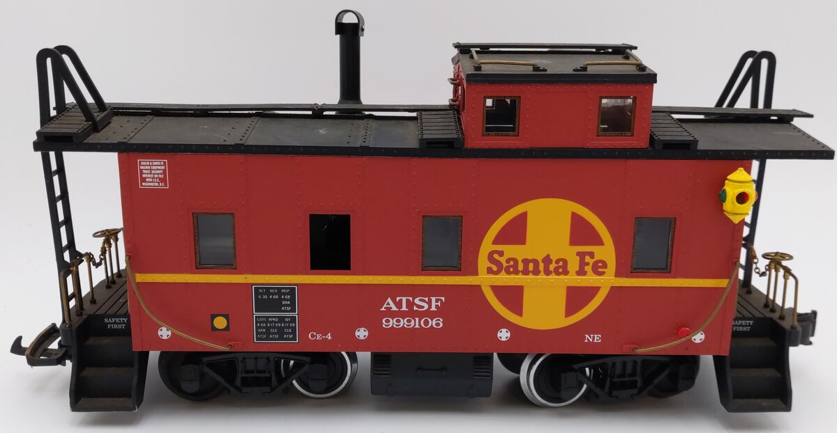 Aristo-Craft 42106 Santa Fe Long Steel Caboose #999106 w/Metal Wheels VG
