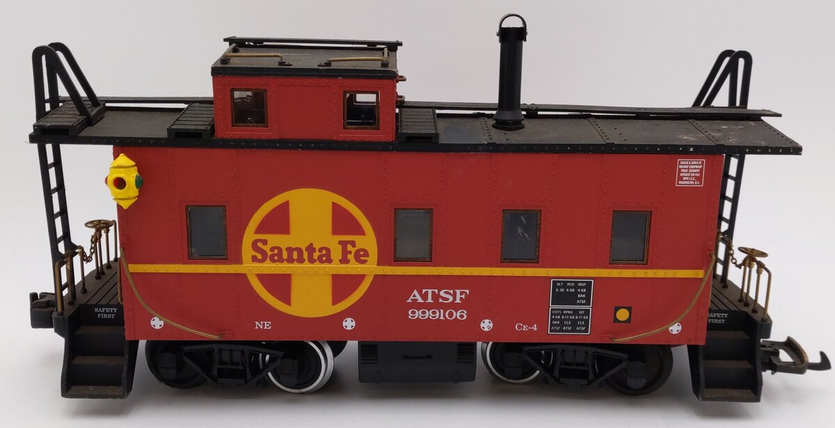Aristo-Craft 42106 Santa Fe Long Steel Caboose #999106 w/Metal Wheels VG