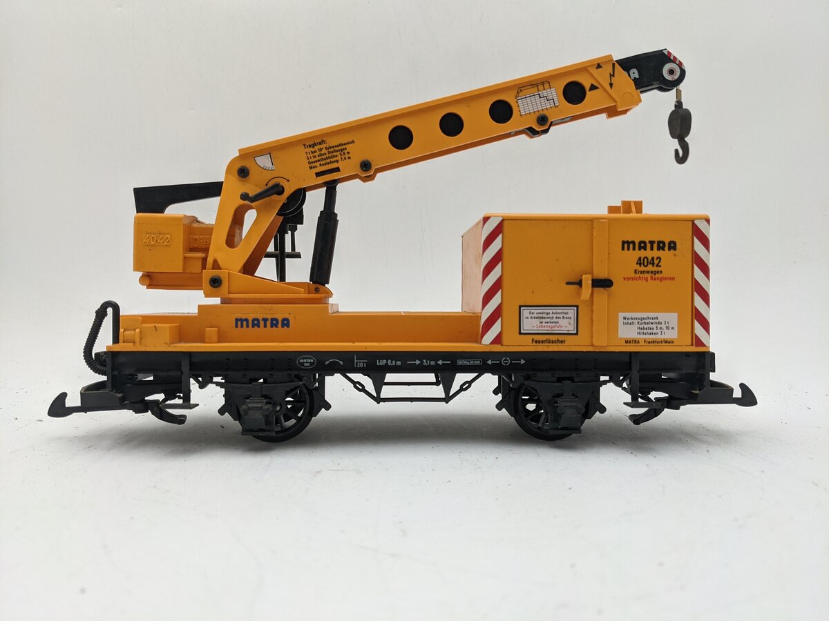 LGB 4042 G Scale Matra Yellow Construction Crane Car EX