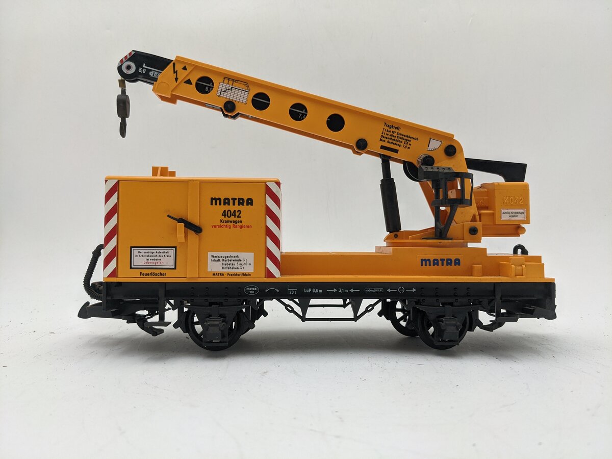LGB 4042 G Scale Matra Yellow Construction Crane Car EX