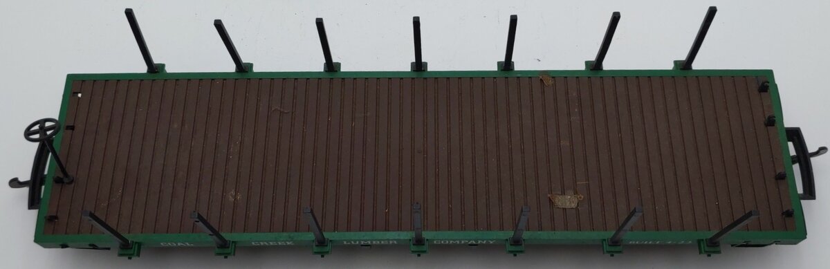 Bachmann 93641 G Scale Coal Creek Lumber Flat Car w/Stakes EX