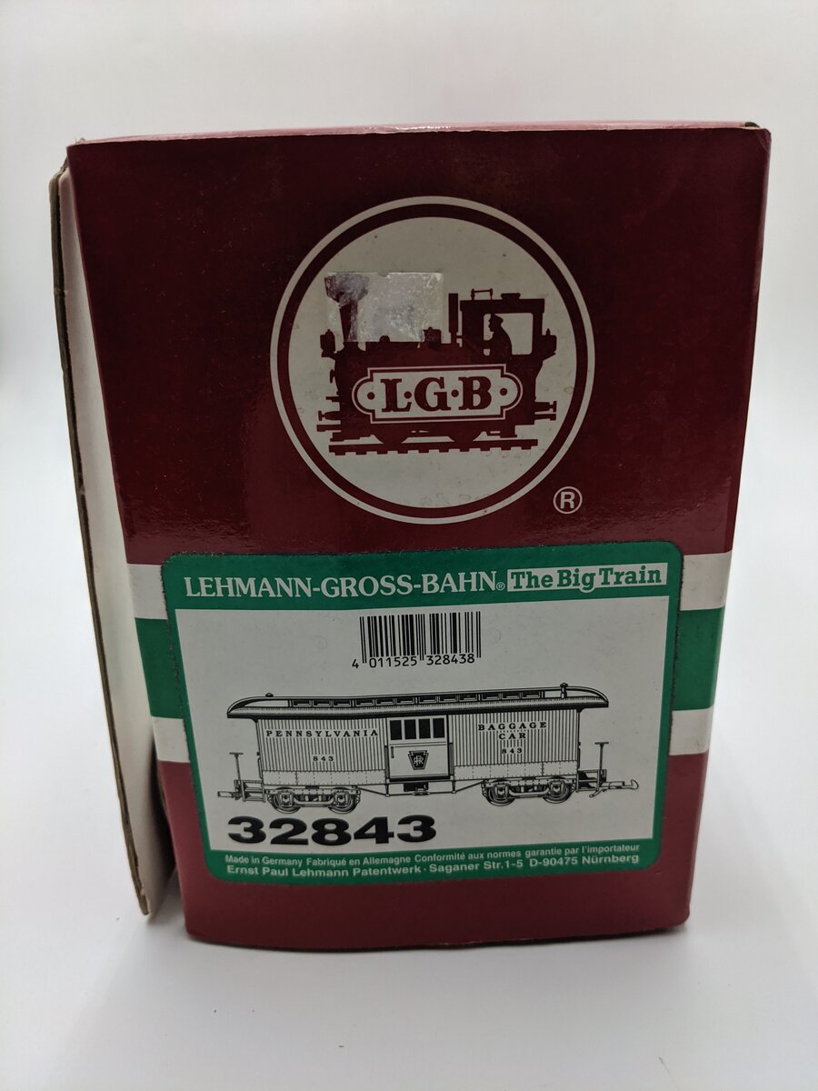 LGB 32843 G Gauge Pennsylvania Baggage Car - Plastic Wheels EX/Box