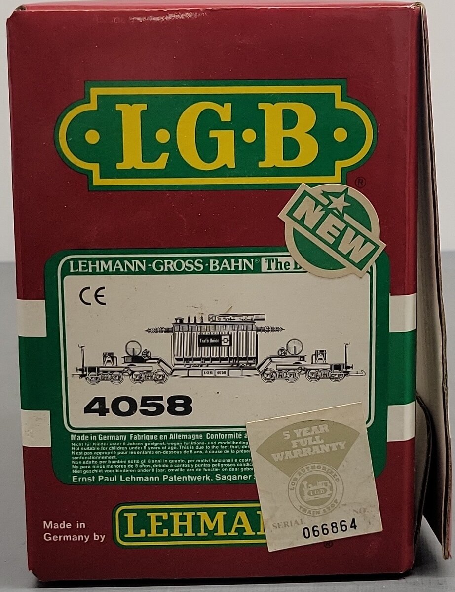 LGB 4058 G Scale Trafo-Union Depressed Center Transformer Flatcar EX/Box