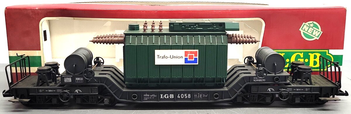 LGB 4058 G Scale Trafo-Union Depressed Center Transformer Flatcar EX/Box