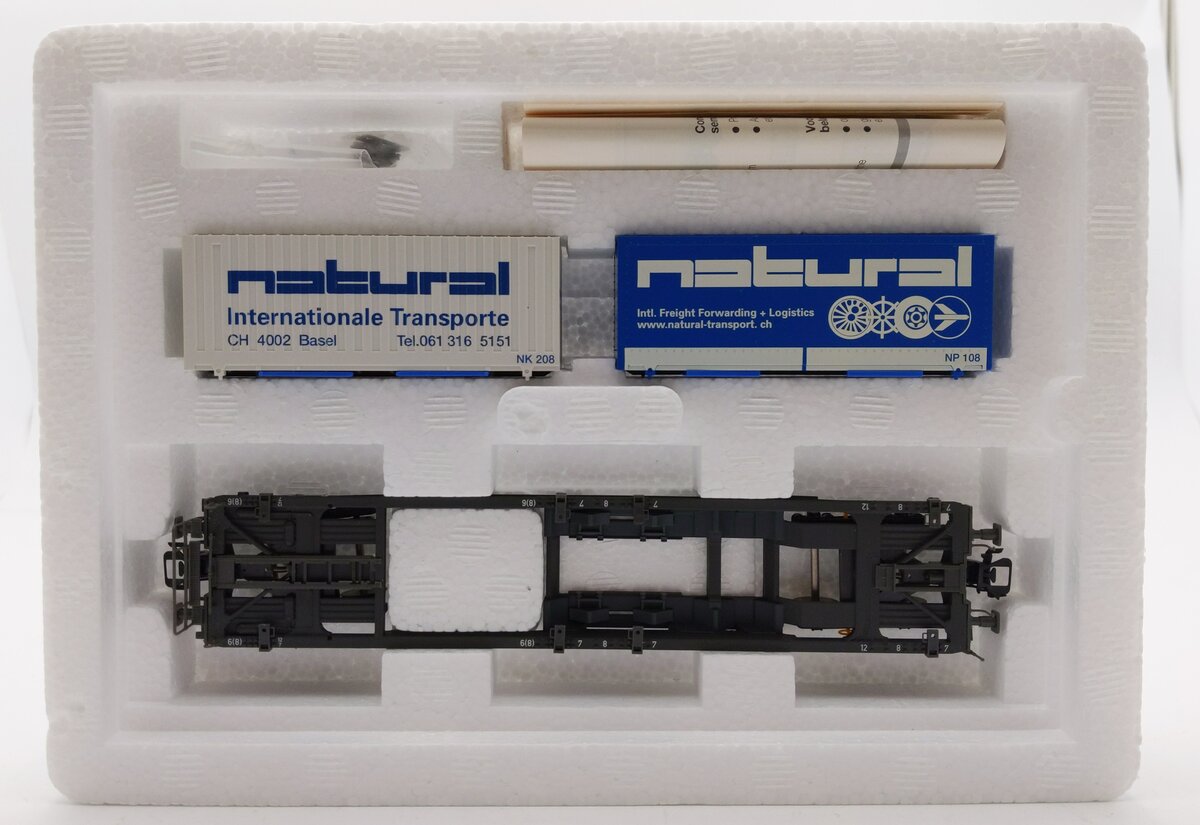 Marklin 47449/1 HO Scale SBB Deep Well Flatcar w/ Containers NIB