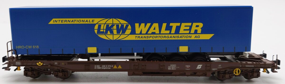 Marlin 47075-5 HO Scale Austrian Railways Deep Well Flatcar w/ Container NIB