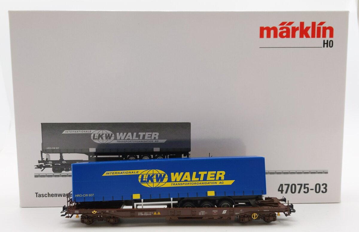 Marlkin 47074-3 HO Scale Austrian Railway Deep Flatcar w/ Container NIB