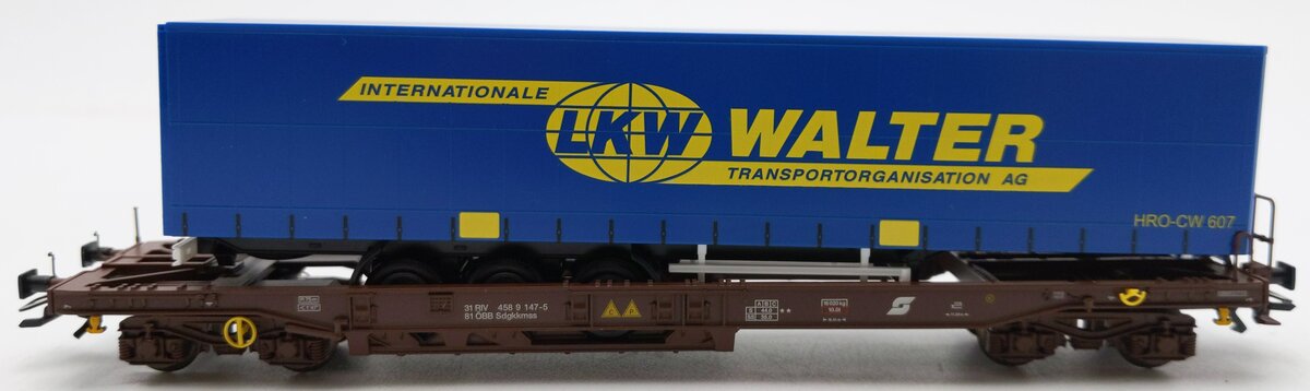 Marlkin 47074-3 HO Scale Austrian Railway Deep Flatcar w/ Container NIB