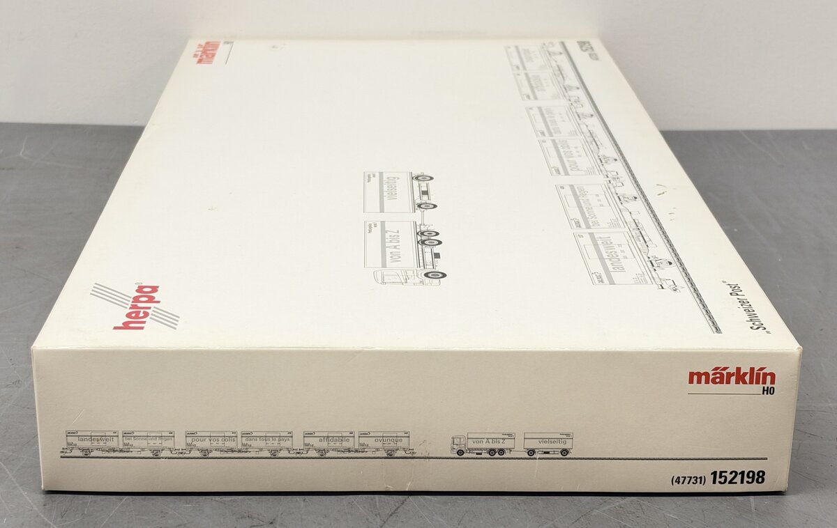 Marklin 47731 HO Scale SBB-CFF Schweizer Post Flatcars w/ Herpa Containers LN/Box