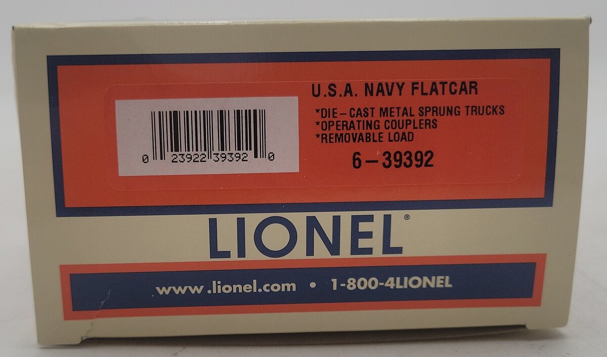 Lionel 6-39392 O Gauge U.S. Navy Flatcar with Tarped Load EX/Box