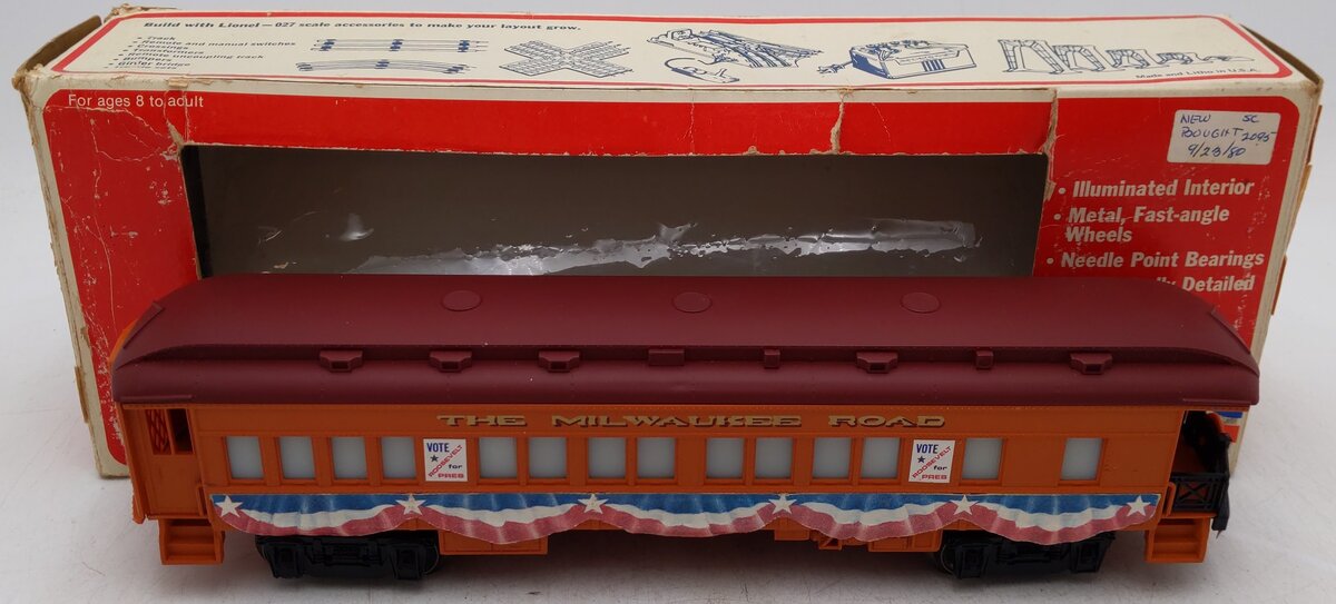 Lionel 6-9527 O Gauge Milwaukee Road FDR Campaign Observation Car EX/Box