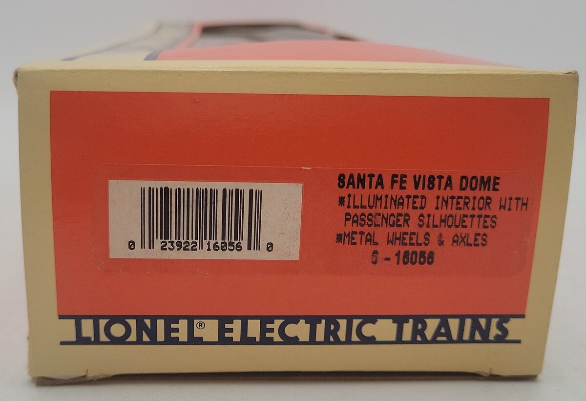 Lionel 6-16056 O Gauge Santa Fe Vista Dome Illuminated Passenger Car VG/Box