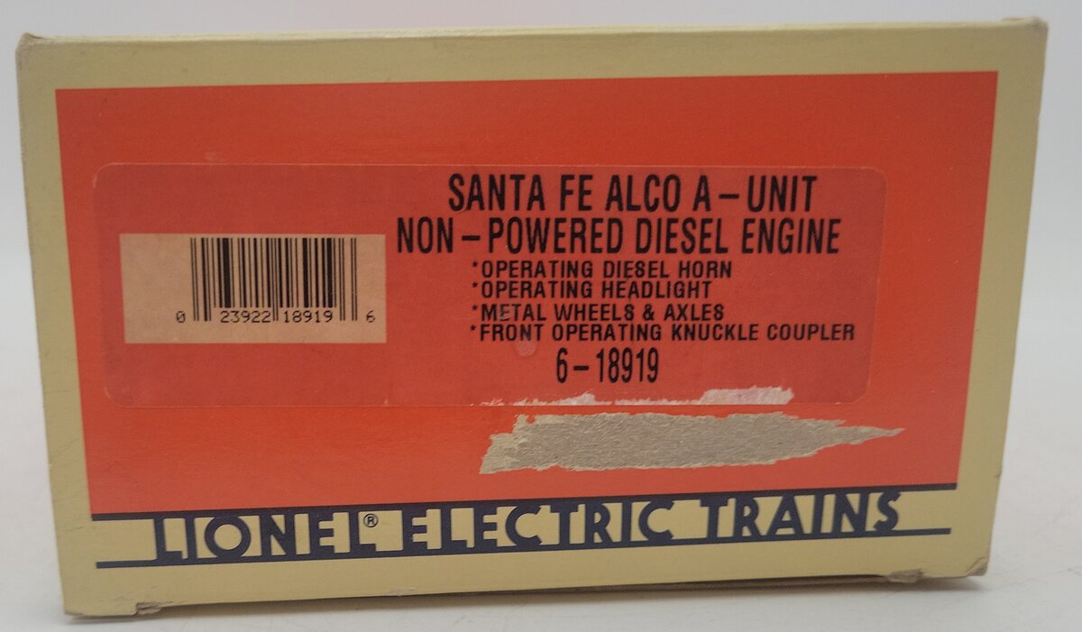 Lionel 6-18919 O Gauge Santa Fe Alco Dummy A Unit Diesel with Horn #8919 EX/Box