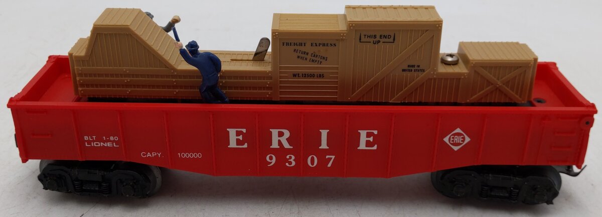 Lionel 6-9307 O Gauge Erie Animated Cop & Hobo Gondola #9307 VG