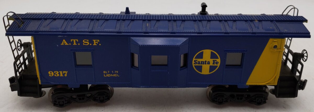 Lionel 6-9317 O Gauge AT&SF Blue & Yellow Bay Window Caboose #9317 VG