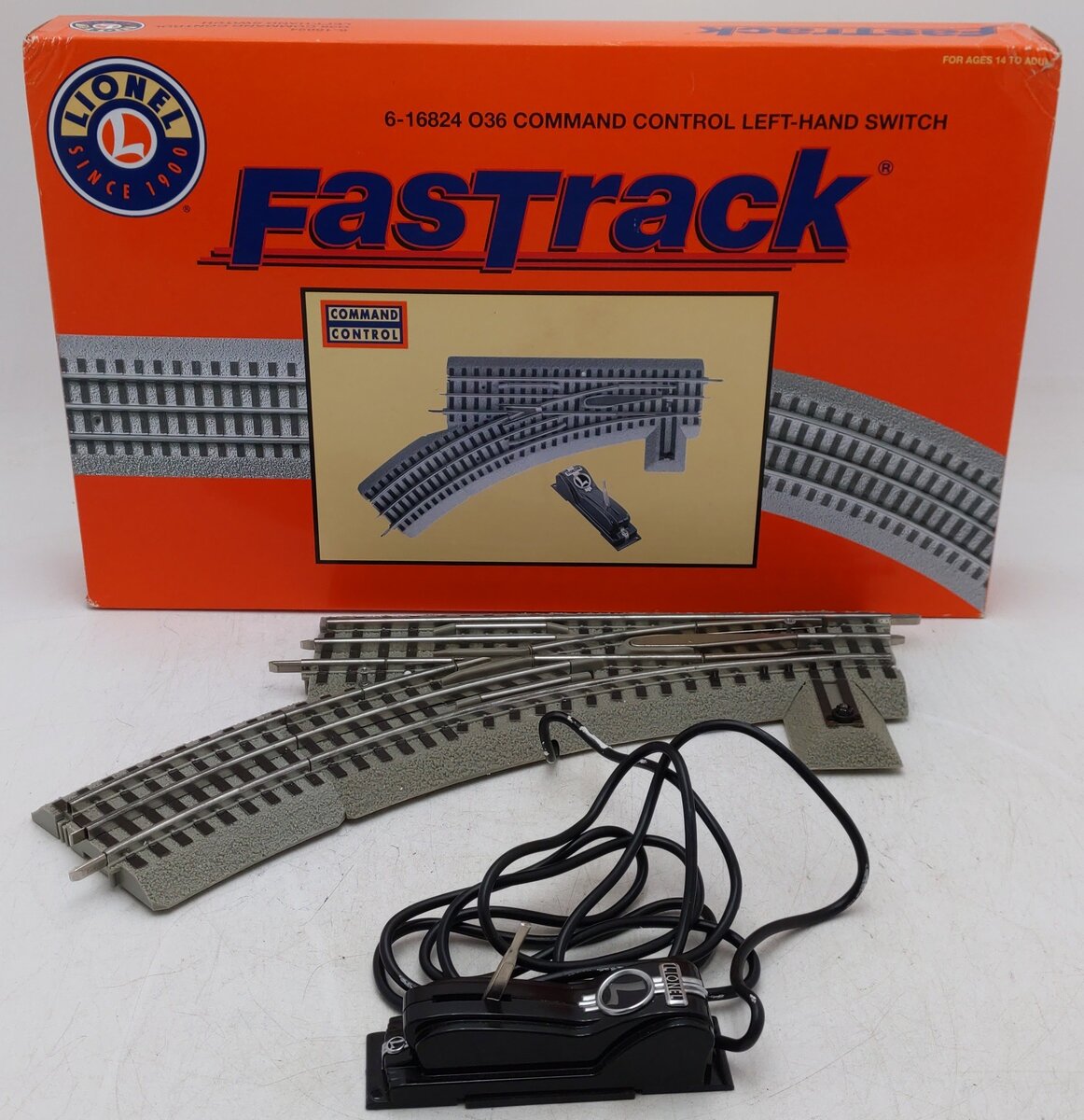 Lionel 6-16824 O36 FasTrack Command Control Left Hand Switch Turnout EX/Box