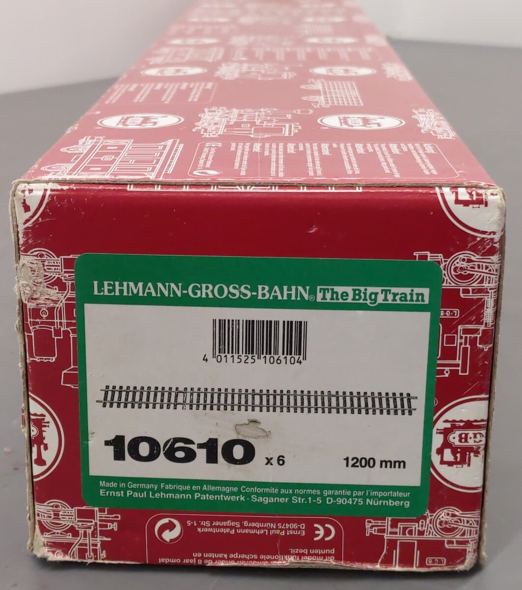 LGB 10610 G Gauge 48 Straight Track Box (Box of 6) VG/Box