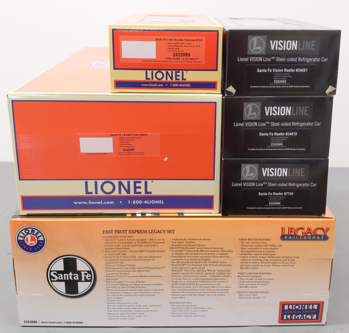 Lionel 2322080 O Santa Fe Fast Fruit Express LEGACY Set LN/Box