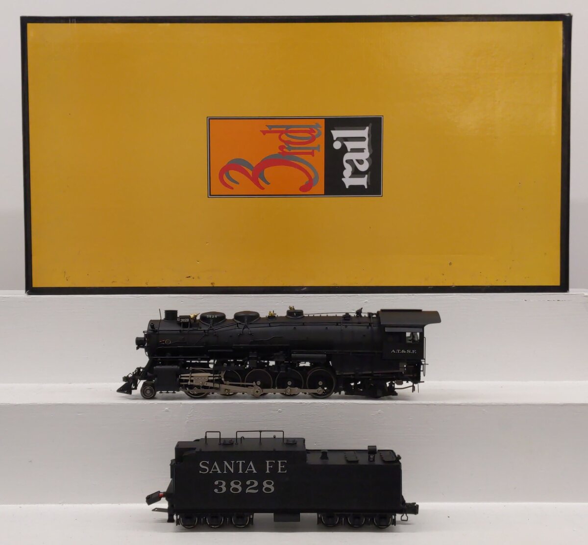 3rd Rail O BRASS Santa Fe 3800 Class 2-10-2 Steam Locomotive w/ Tender #3828-F/P EX/Box